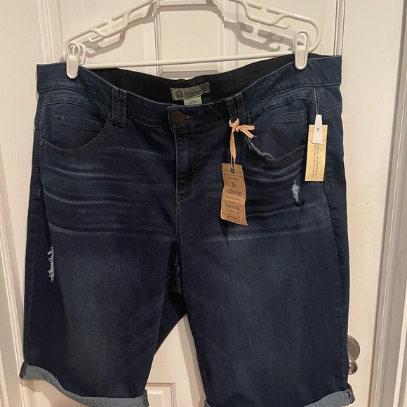 Democracy Blue Jean Shorts with Stretch and Whiskering - Picture 1 of 4